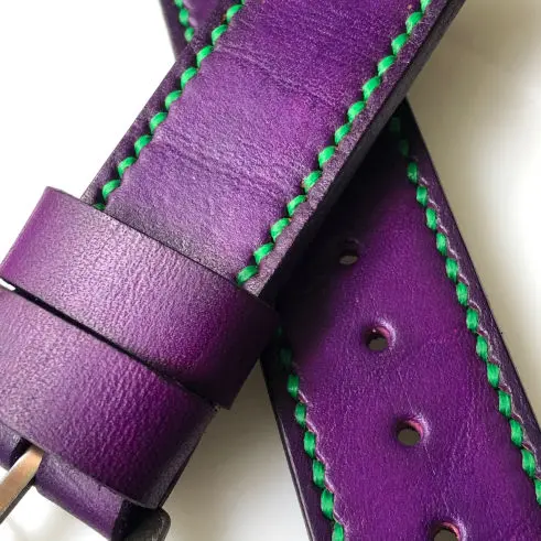 watch strap sanders custom patina purple bright green