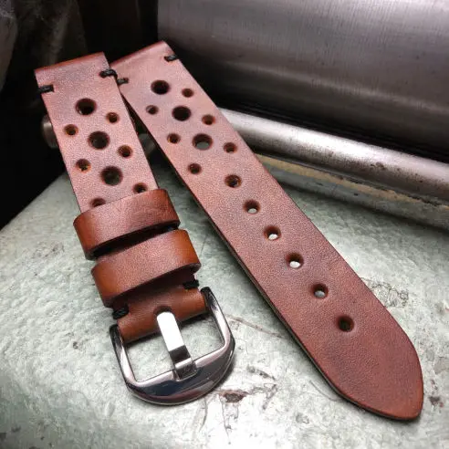 watch strap sanders custom patina rally medium brown