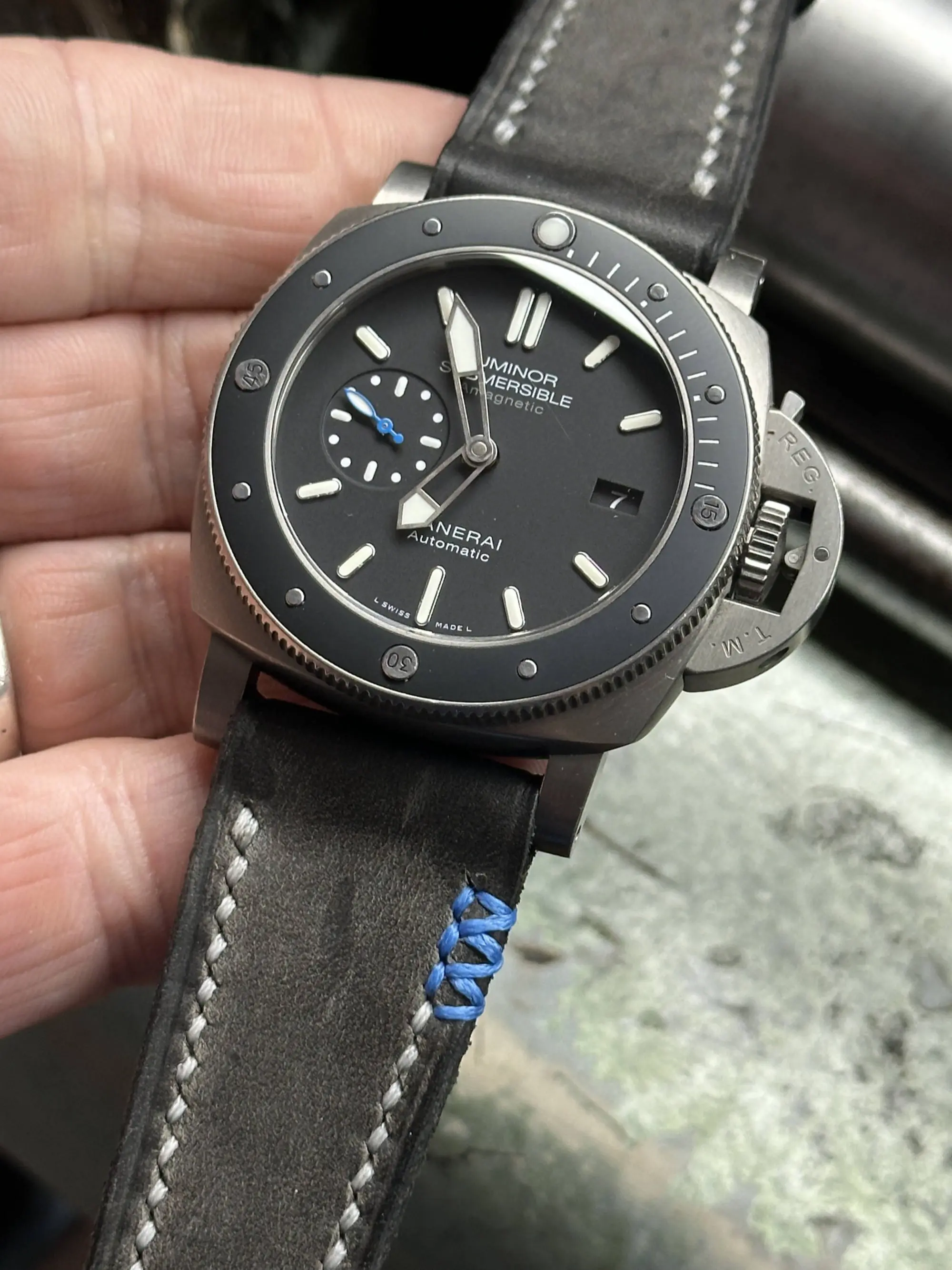watch strap sanders POTESTAS ANZIANE light grey + 3X vintage panerai pam1389