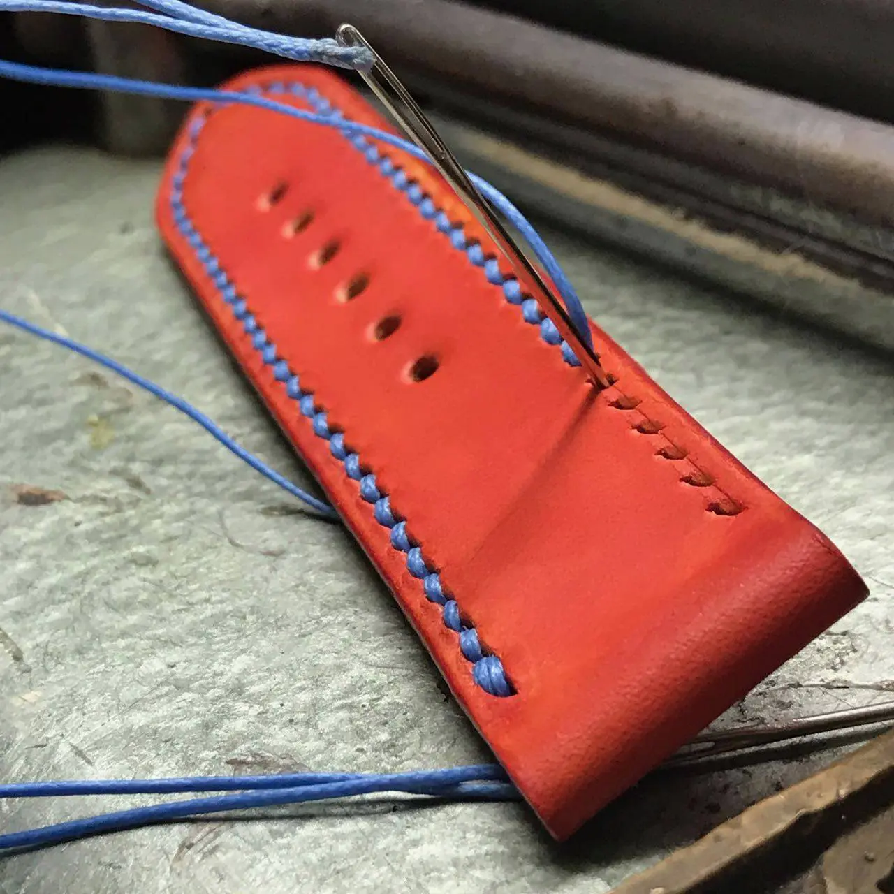 watch strap sanders custom patina molten orange